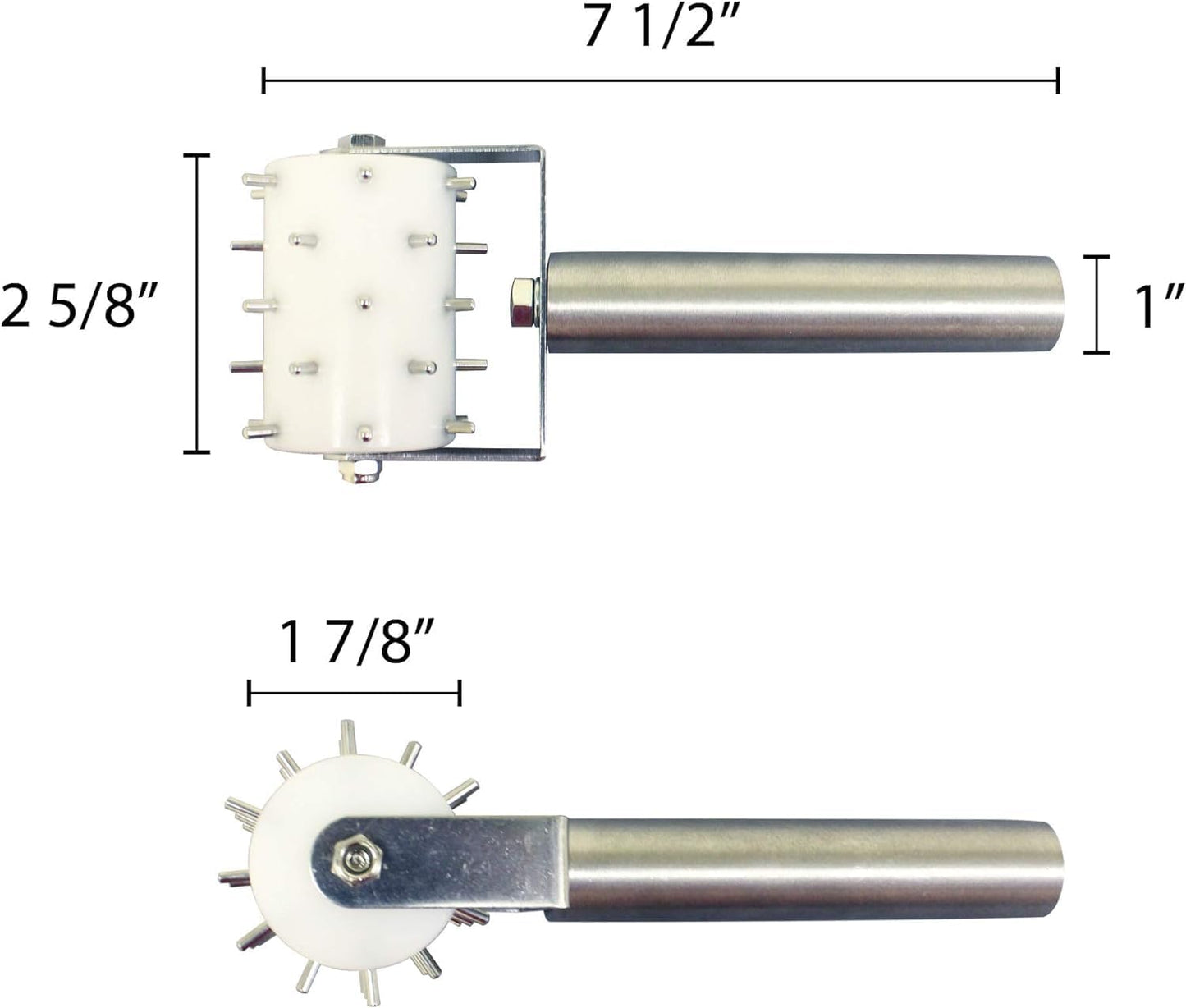 Pizza Dough Roller Docker with Pins Stainless Steel Handle with Plastic barrel 8-1/8" x 5-3/8" - Pastry Dough Docker for Crackers Bread Pie Cake Cookies Pizza Dough Docker