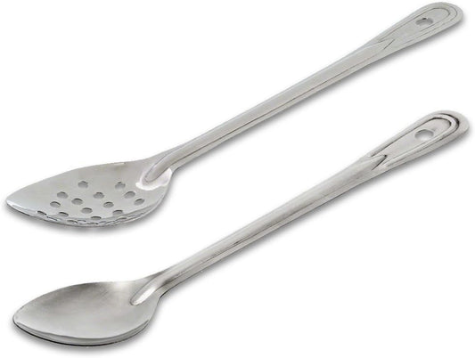 Basting Spoon Stainless Steel with Hanging Slot- Basting Spoon Utensil Spoon for Mixing Stirring Cooking & Serving Kitchen Accessories Restaurants and Home