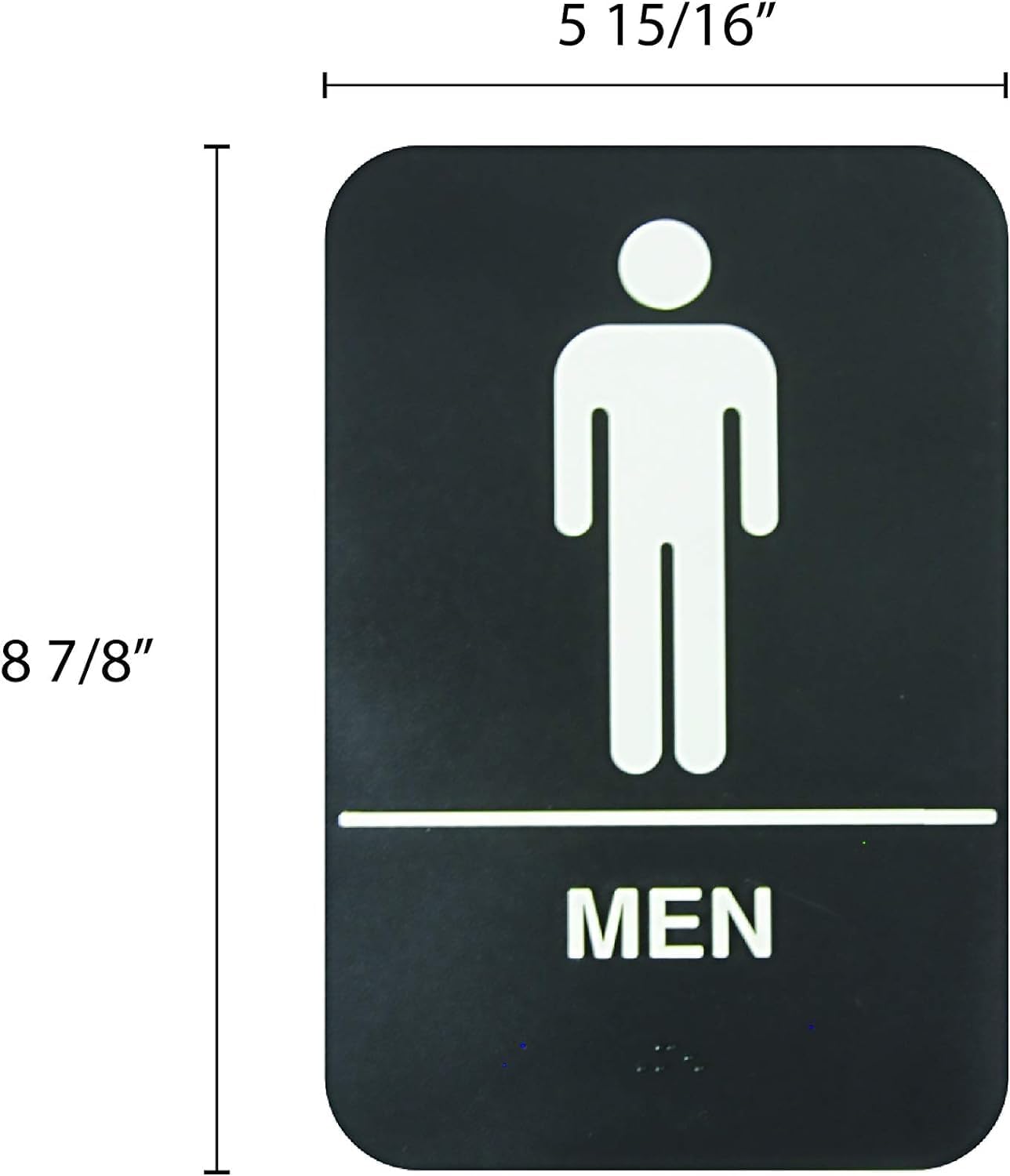 Set of 2 Men Restroom Sign with Braille 6" x 9" with Easy Peel Self-Adhesive White on Black Color- Bathroom Signs Waterproof Long-Lasting Self Adhesive for Indoor/Outdoor Home or Business Use