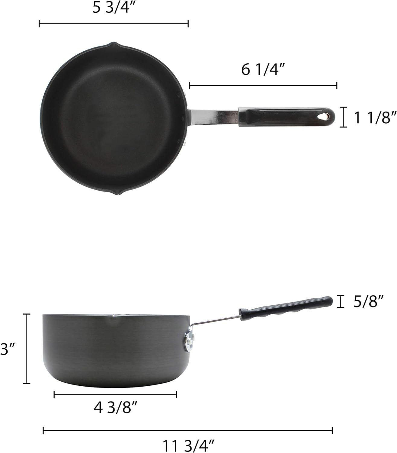 Non-Stick SaucePan Anodized Aluminum with Pour Spout Black Cool Handle Sleeve- Multipurpose use Cooking Sauce Pan Cookware Cooking Pot for Home Kitchen Restaurant