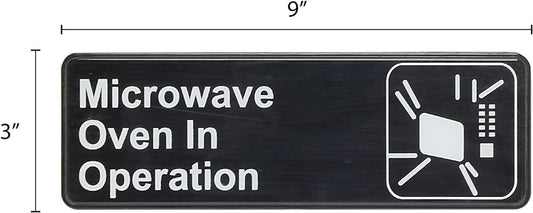 9" x 3" Microwave Oven In Operation Sign with Easy Peel Self-Adhesive White on Black Color Set of 2- Door Sign Waterproof Self Adhesive Store Signs Indoor/Outdoor Warning Marker Home Business Use