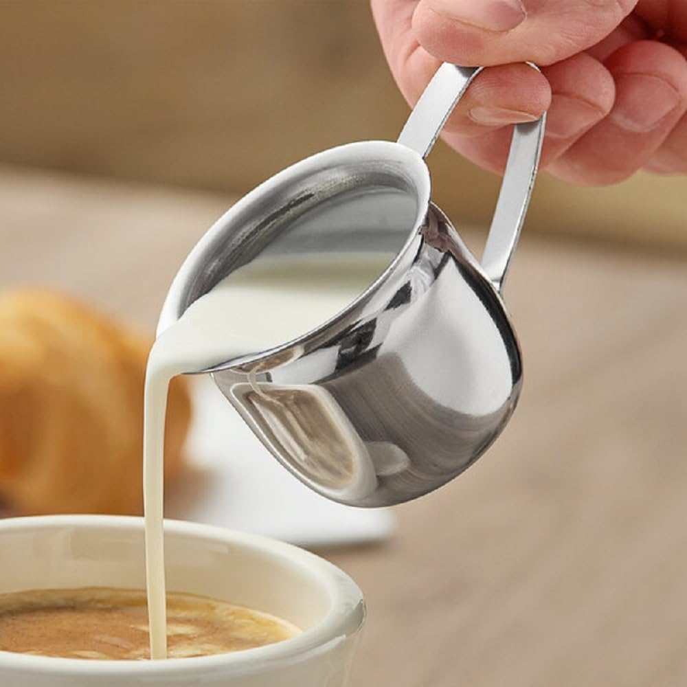 Stainless Steel Bell Creamer Set of 4- Mini Cup Container for Serving Milk Coffee Cream Salad Dressing Maple Syrup Espresso for Restaurant Cafes Home Used
