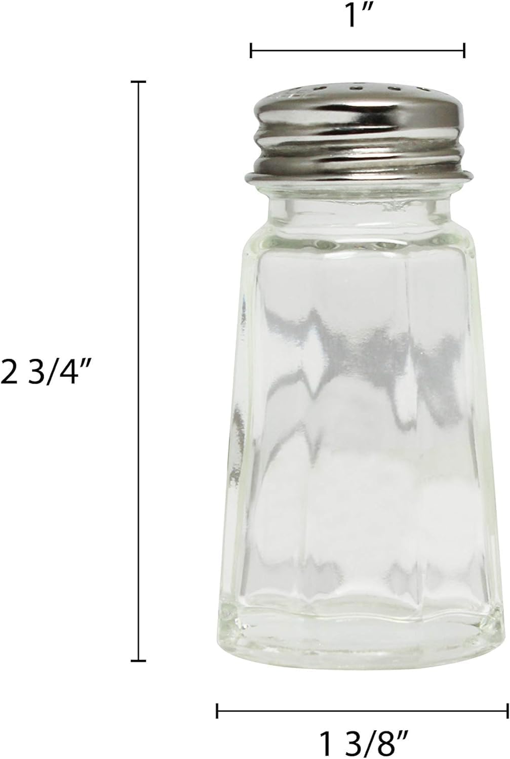 Paneled Spices Glass Shaker with Stainless Steel Cap Set of 12- Paneled design Spice Shakers Salt Pepper Shakers Spice Jars Table Accessories Counter for Kitchen Restaurants