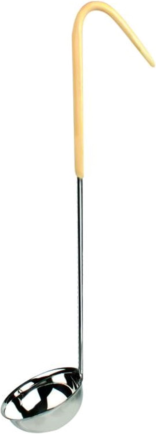 Stainless Steel Ladle with Hooked Handle - Best Kitchen Accessories for Stirring Portioning and Serving Soups Chili and Stew in Restaurants and at Home