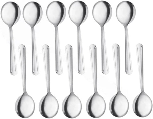 Domilion Stainless Steel Set of 12- Stainless Steel Flatware Silverware Cutlery Kitchen Tableware Set for Home Restaurant for Stirring Coffee Dessert Ice Cream Cappuccino