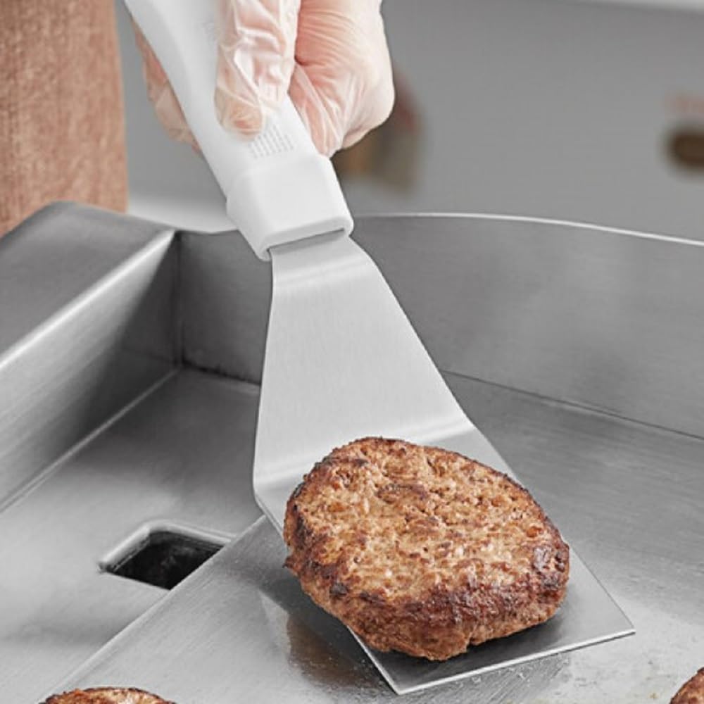 Flexible Solid Turner Stainless Steel with Plastic Handle- Burger Turner Scraper Turner Spatula for BBQ Grill Flat Top Griddle Kitchen Griddle Accessories