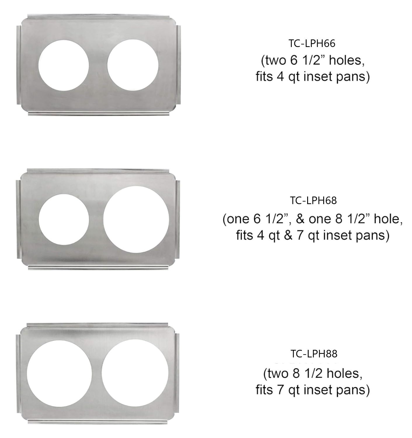 2 Holes Stainless Steel Steam Table Adapter Plate Inset Pans - for Soup Station Soup Warmer Soup Chafer Applicable for Kitchen Hotel Catering Restaurant Buffet