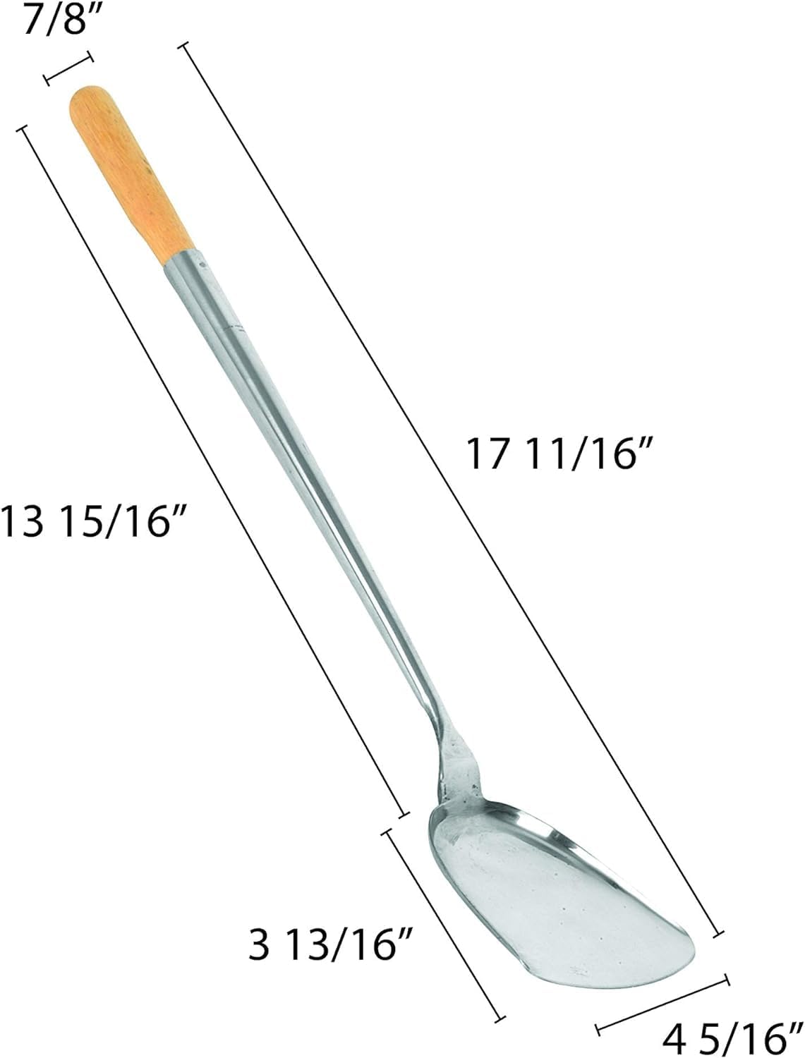Stainless Steel Wok Spatula with Wooden Handle- Wok Cooking Utensil Wok Spatula Wide Metal Spatula for Fish Eggs Pancakes Wok