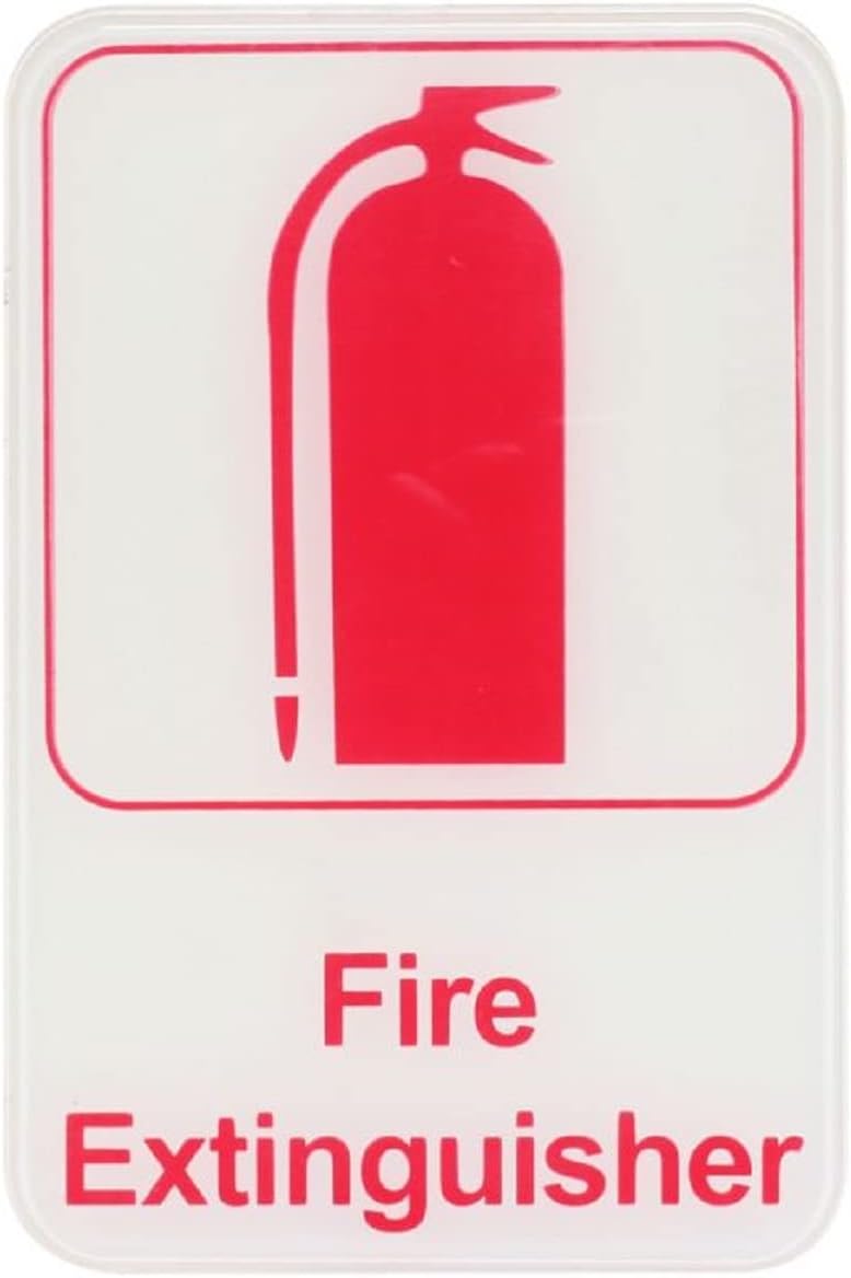 6" x 9" Fire Extinguisher Sign with Easy Peel Self-Adhesive Red on White Color Set of 2- Waterproof Self Adhesive Store Signs Indoor/Outdoor Warning Marker Home Business Use