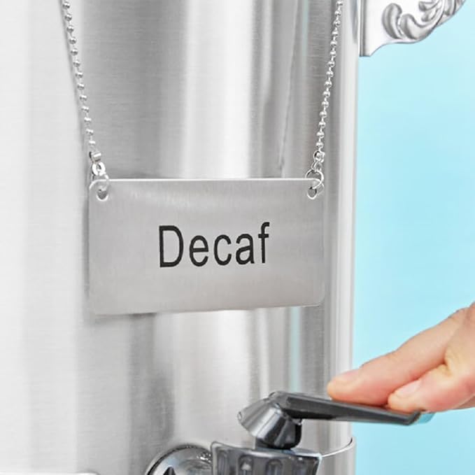 3-1/2" x 1-2/3" Chain Sign Stainless Steel with 13-1/8" Chain Length- Beverage Sign Drinks Labels for Coffee Urns Beverage Dispensers Carafes for Party Restaurant Banquet