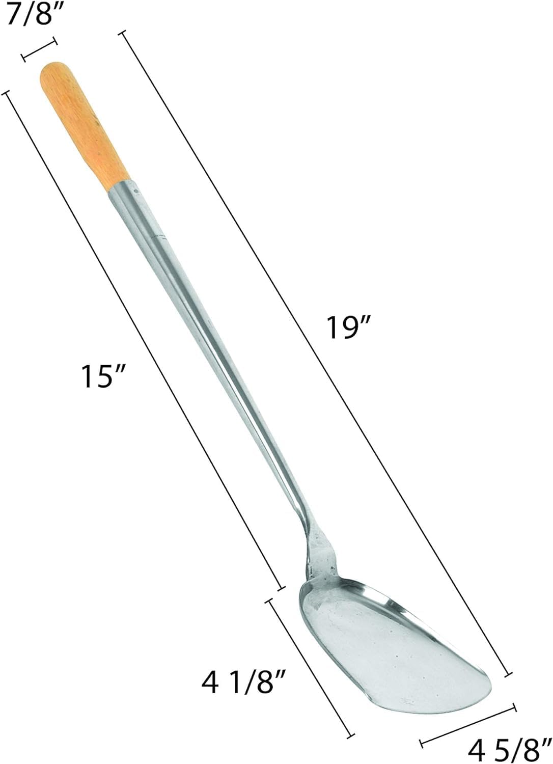 Stainless Steel Wok Spatula with Wooden Handle- Wok Cooking Utensil Wok Spatula Wide Metal Spatula for Fish Eggs Pancakes Wok