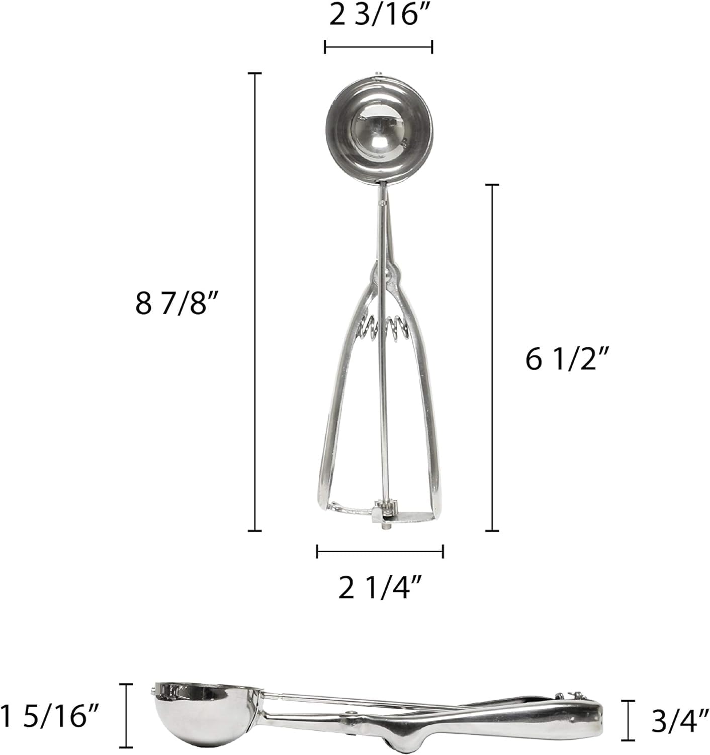 Oval Portion Scoop Disher with Twin Grip Handle Stainless Steel- Cookie Scooper for Baking Cookie Scoops For Portion Control Scoop Cookie Dough Cupcake Batter Ice Cream