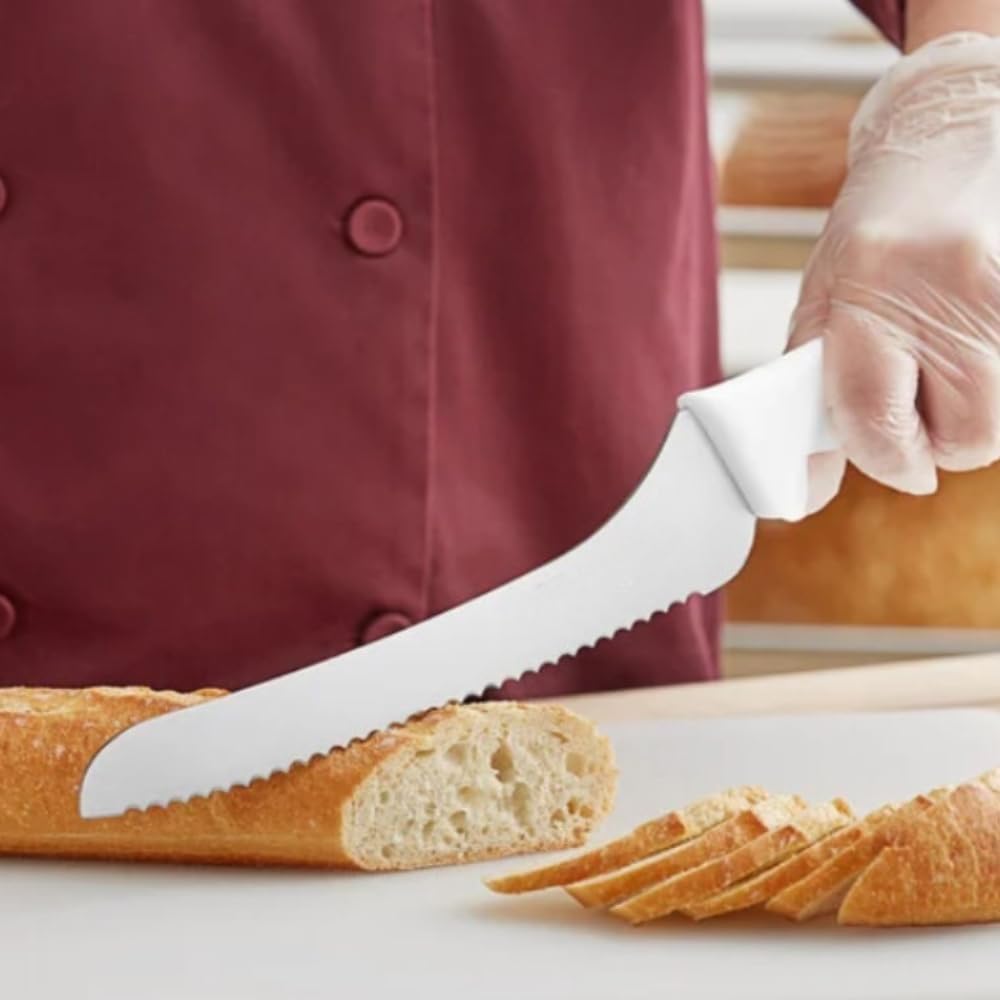 Blade Bread Knife German Steel with White Polypropylene Handle- Razor Sharp Multipurpose Sharp Kitchen Knife for Homemade Bread Crusty Breads Cake Bagel Home Kitchen Restaurants