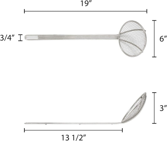 Round Wire Skimmer Nickel Plated- Mesh Strainer Skimmer Kitchen Utensil Food Strainer Skimmer Spoon for Cooking Sieve Sifters Rice Quinoa Pasta Fruits Vegetables