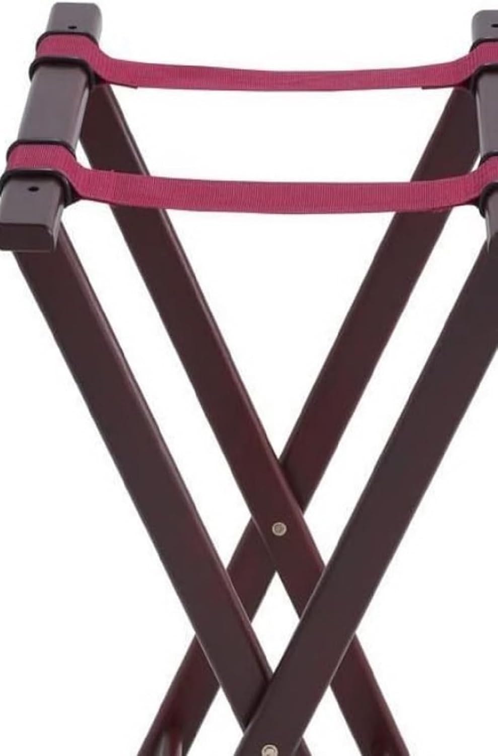 17-5/9" x 17" x 33-1/2" Double Bar Wooden Tray Stand Mahogany Color Acacia Wood- Folding Serving Trays Stand for Serving Food Trays at Home Hotels and Restaurants