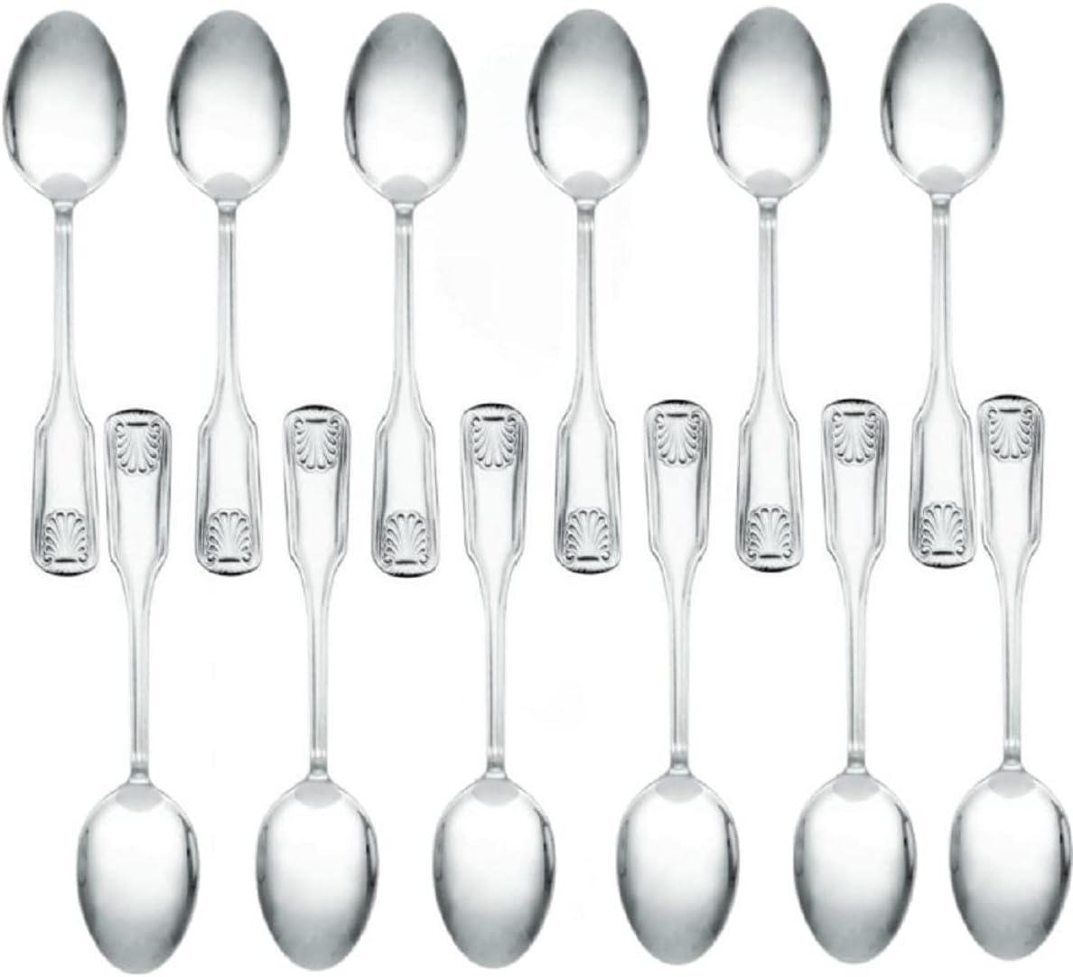 Sea Shell Stainless Steel Set of 12- Silverware Flatware Cutlery Kitchen Tableware Set for Home and Restaurant for Soup Spoons Round Spoons Metal Spoon Cutlery