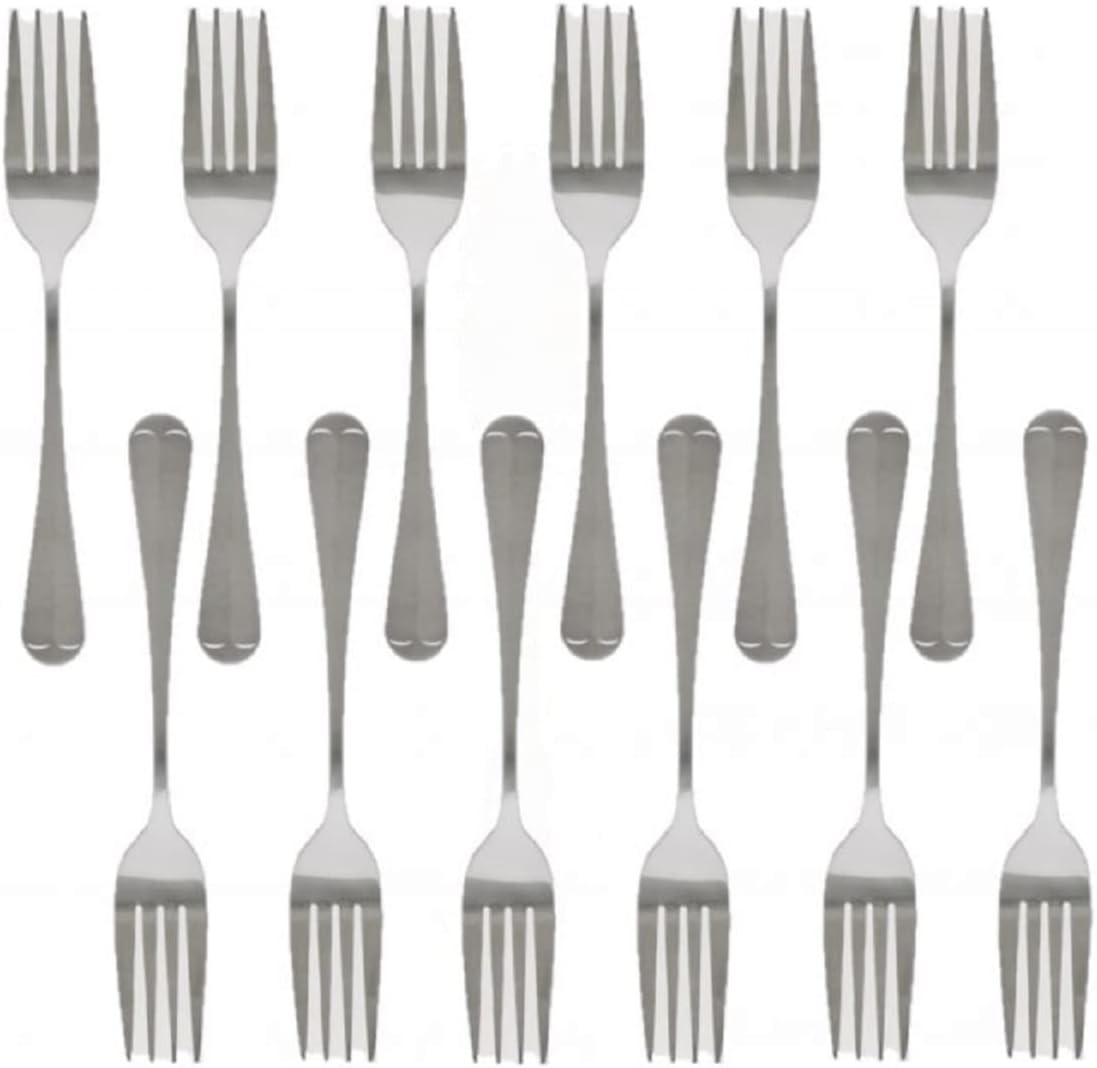 Dakota Stainless Steel Set of 12- Stainless Steel Silverware Flatware Cutlery Kitchen Tableware Set for Home and Restaurant for Soup Spoons Round Spoons