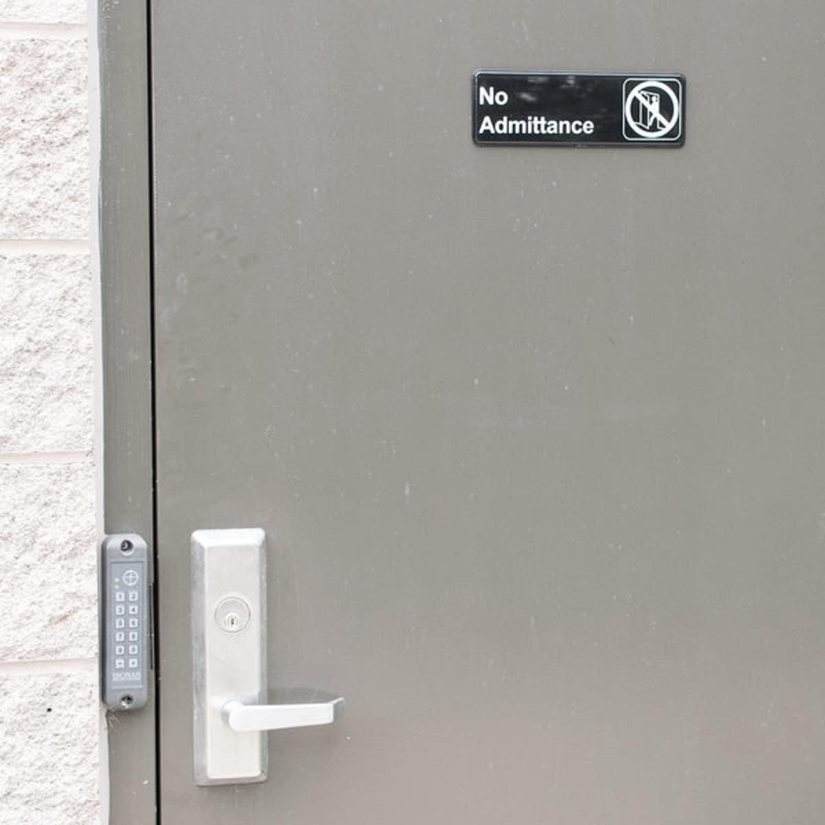 9" x 3" No Admittance Sign with Easy Peel Self-Adhesive White on Black Color Set of 2- Door Sign Waterproof Self Adhesive Store Signs Indoor/Outdoor Warning Marker Home Business Use