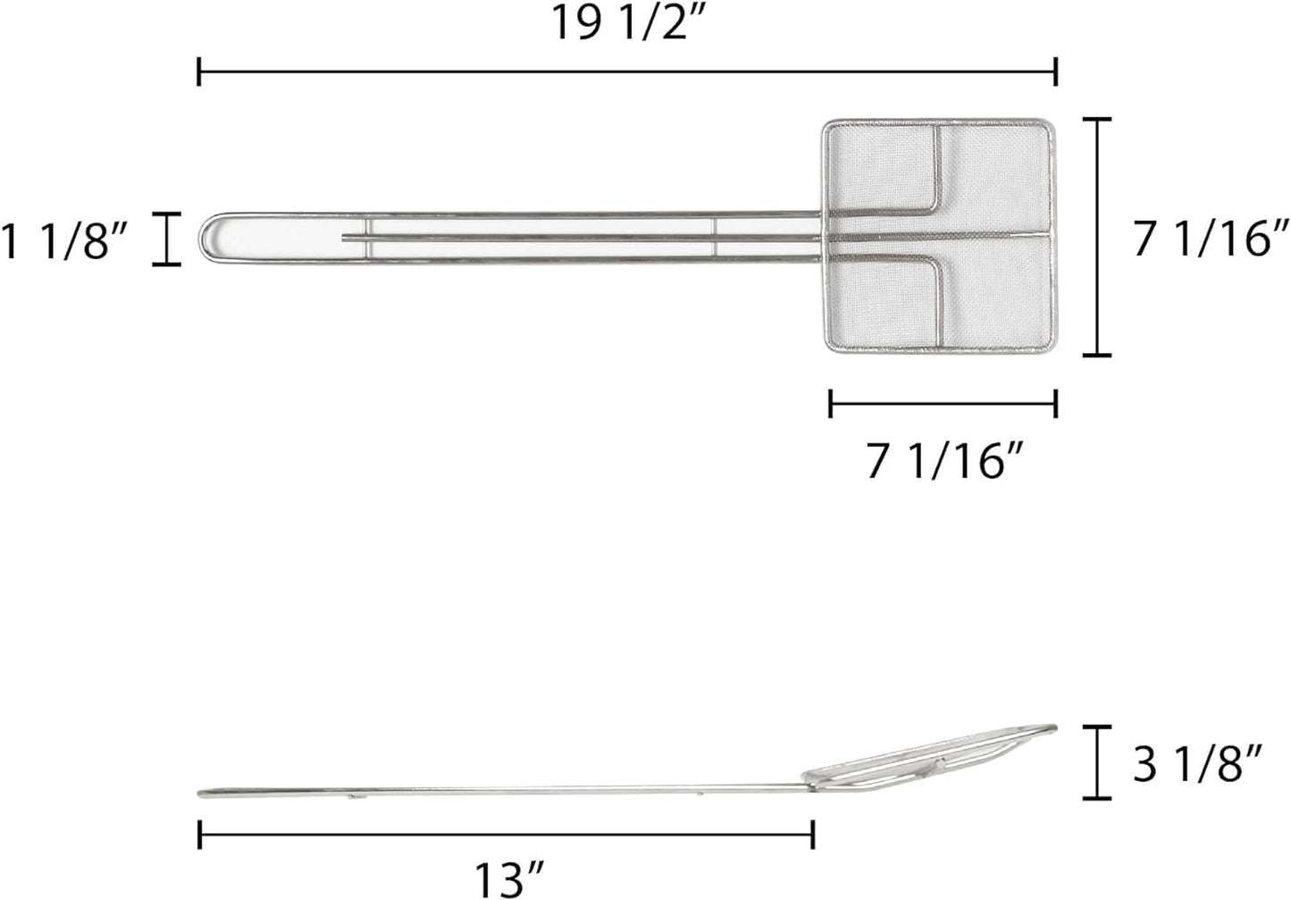 Square Wire Skimmer with Handle Length Nickel Plated- Kitchen Utensil Food Strainer Skimmer Spoon for Frying Cooking Sieve Sifters Rice Quinoa Pasta Fruits Vegetables