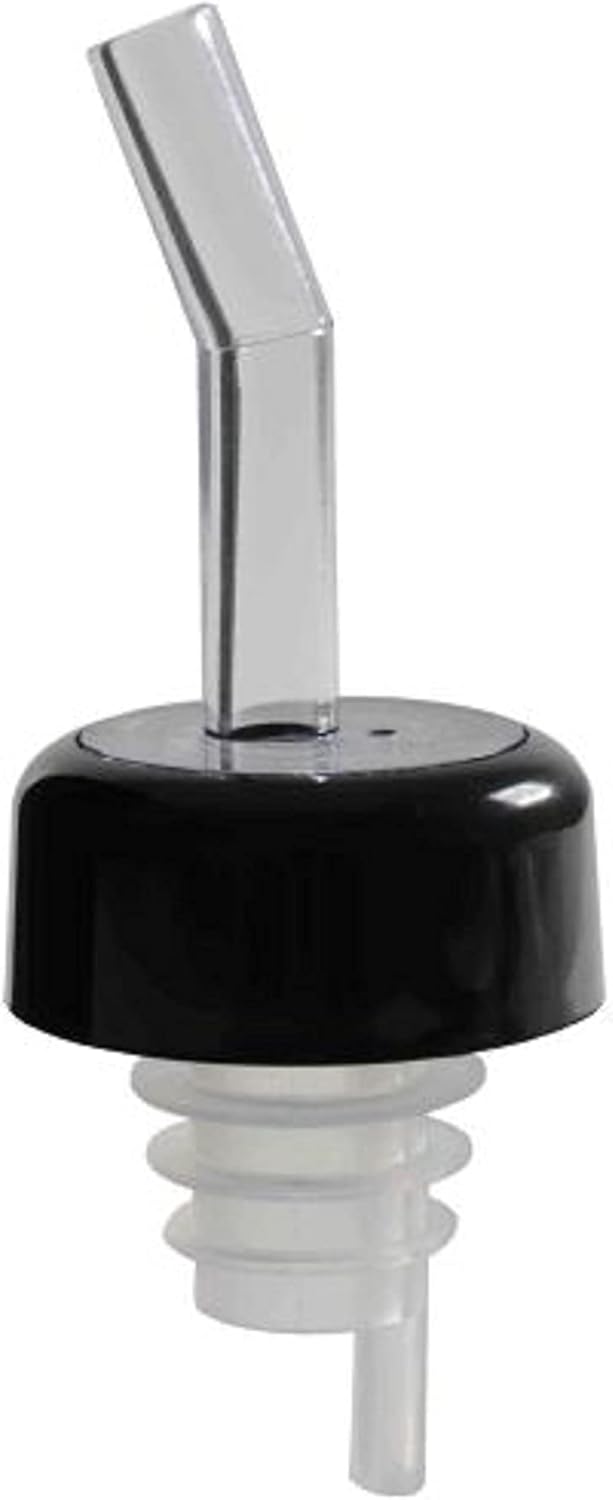 Flow Liquor Pourer with Black Collar Acrylonitrile Set of 12- Liquor Bottle Pourers Shot Dispenser Liquor Bottle Pourers Alcohol Pourers Bar Bartender Accessories