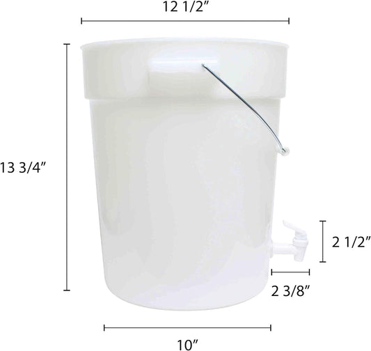 6 Gallons Round Beverage Dispenser with Easy Flow Spigot White Plastic- Dishwasher Safe Color graduations marking in Liters Quarts Punch Bowls Water Juice Dispensers for Indoor Outdoor