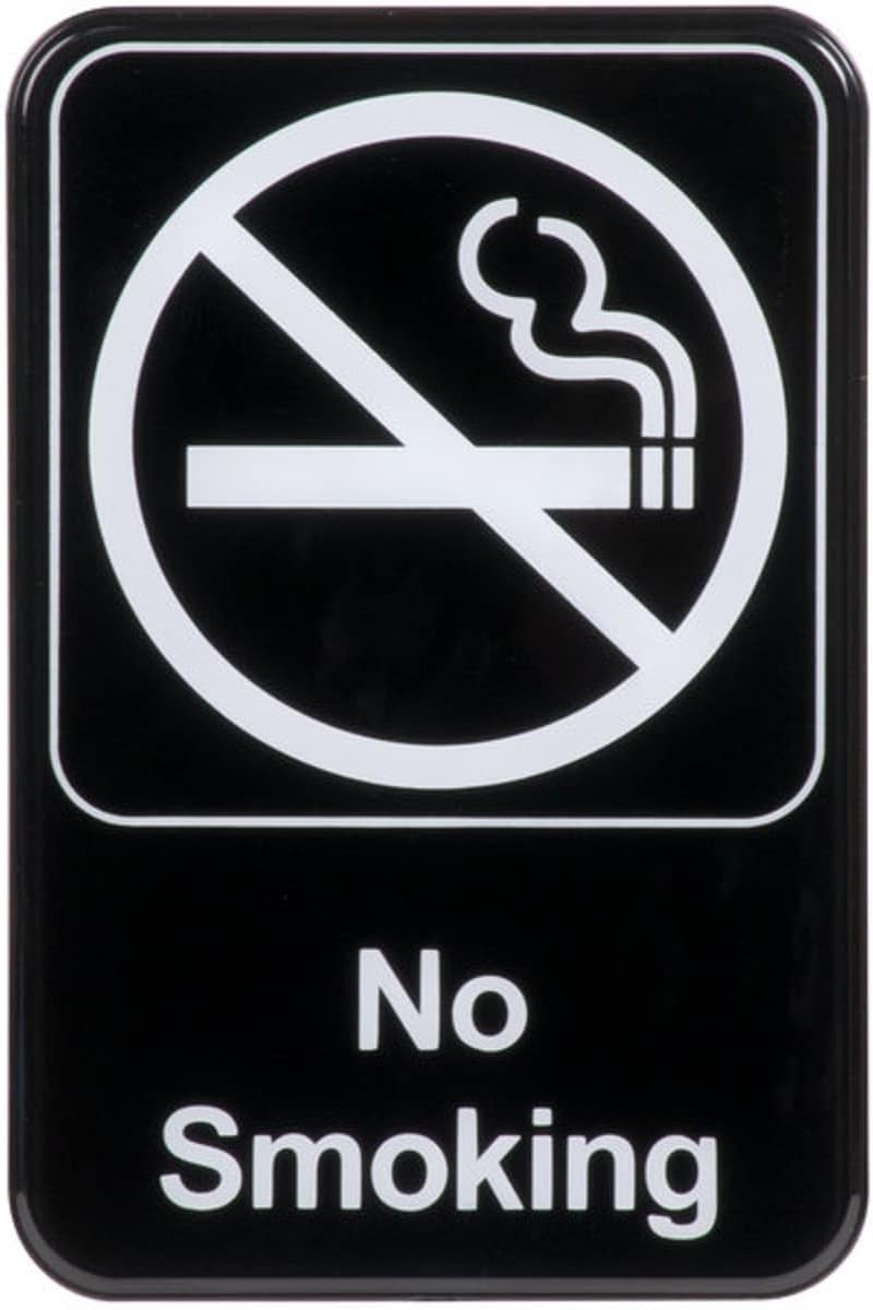 6" x 9" No Smoking Sign with Easy Peel Self-Adhesive White on Black Color Set of 2- Waterproof Self Adhesive Store Signs Indoor/Outdoor Warning Marker Home Business Use
