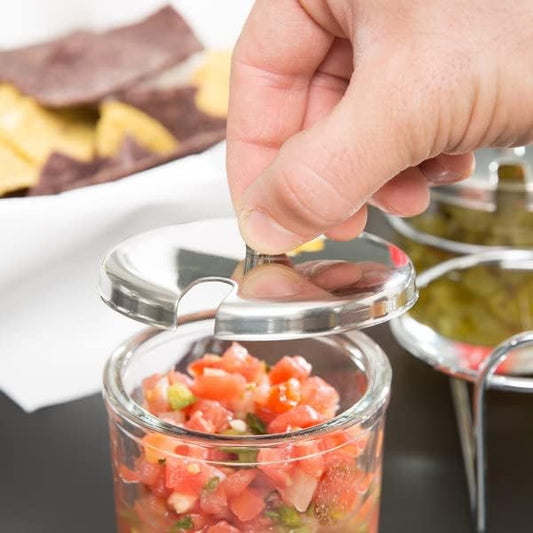 7 oz Condiment Jar Glass Body with Stainless Steel Lid- Spice Jar Condiment Container Seasoning Organizer Glass Condiment Container for Spice Salt Sugar Restaurants