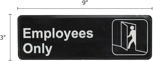 9" x 3" Employees Only Sign with Easy Peel Self-Adhesive White on Black Color Set of 2- Door Sign Waterproof Self Adhesive Store Signs Indoor/Outdoor Warning Marker Home Business Use