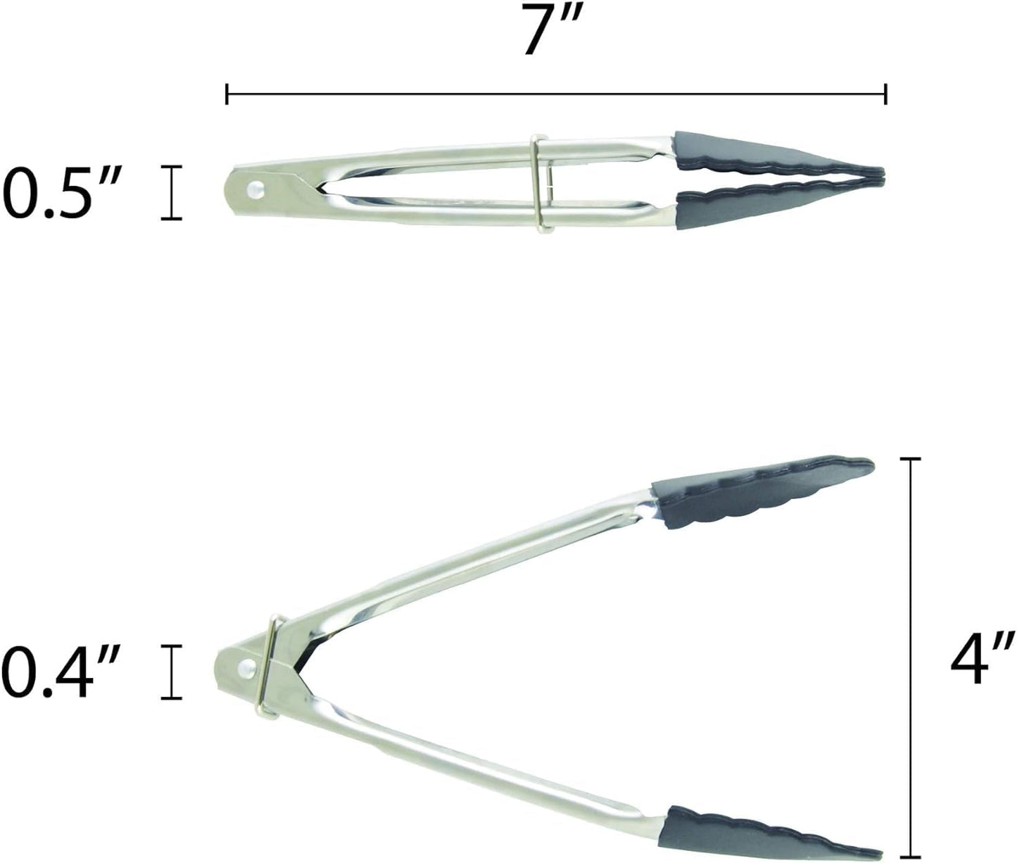 Stainless Steel Utility Tong with Silicone Tips Handles - Non-Slip Silicone Sliding Locking Ring Cooking Tongs Kitchen Tongs Metal BBQ Tongs Perfect for Home and Restaurants