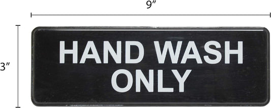 9" x 3" Hand Wash Sign with Easy Peel Self-Adhesive White on Black Color Set of 2- Door Sign Waterproof Self Adhesive Store Signs Indoor/Outdoor Warning Marker Home Business Use