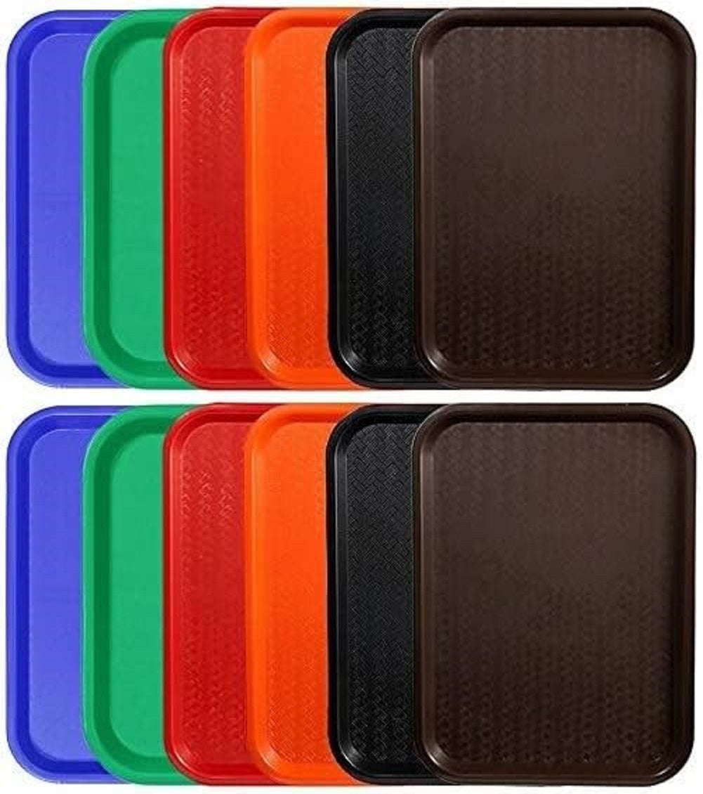 Fast Food Tray Orange Color Plastic Set of 12 - for Café Standard Cafeteria/Fast Food Tray Restaurant Serving Trays Set for Coffee Table Kitchen Party Restaurants