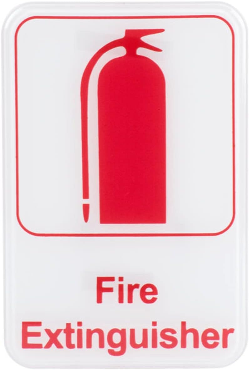 6" x 9" Fire Extinguisher Sign with Easy Peel Self-Adhesive Red on White Color Set of 2- Waterproof Self Adhesive Store Signs Indoor/Outdoor Warning Marker Home Business Use