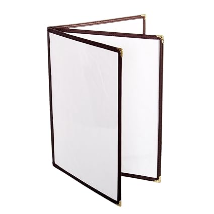 Triple Page Book Fold Restaurant Menu Covers 3 Page 6 View Set of 10- Crystal Clear Menu Covers Sleeve Menu Folder Menu Book Holders for Bar Cafe Restaurant