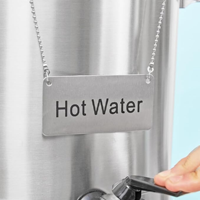 3-1/2" x 1-2/3" Chain Sign Stainless Steel with 13-1/8" Chain Length- Beverage Sign Drinks Labels for Coffee Urns Beverage Dispensers Carafes for Party Restaurant Banquet