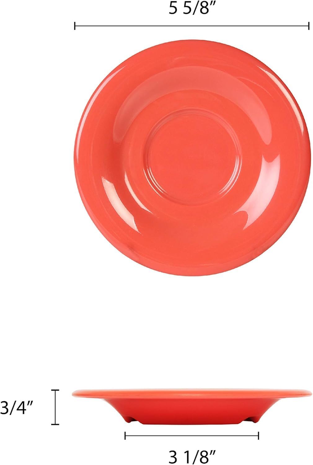 5-1/2” Saucer Melamine Set of 12 for Bouillon Cup/Salad Bowl - Dishwasher Safe Break-Resistant Appetizer Dessert Plates Coffee Cup Saucers Drinkware Home Cafe
