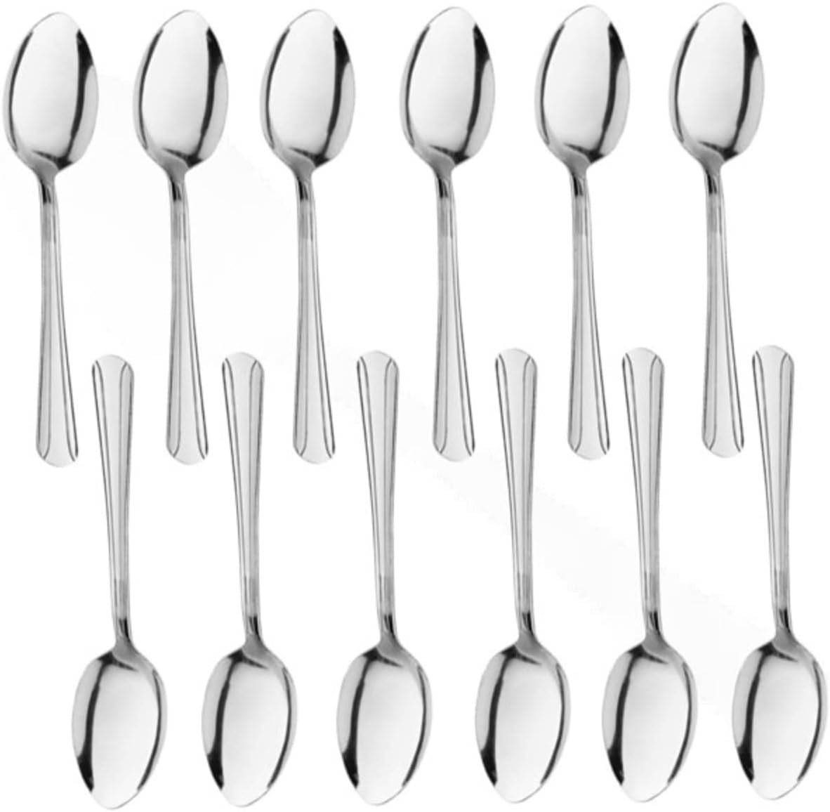 Domilion Stainless Steel Set of 12- Stainless Steel Flatware Silverware Cutlery Kitchen Tableware Set for Home Restaurant for Stirring Coffee Dessert Ice Cream Cappuccino