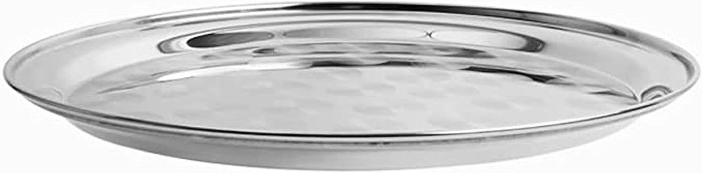 Stainless Steel Round Serving Tray with Narrow Rim Set of 2- Display Tray Serving Platter for Parties Serve Appetizers Fruit & Desserts for Home Restaurant Buffet Banquet