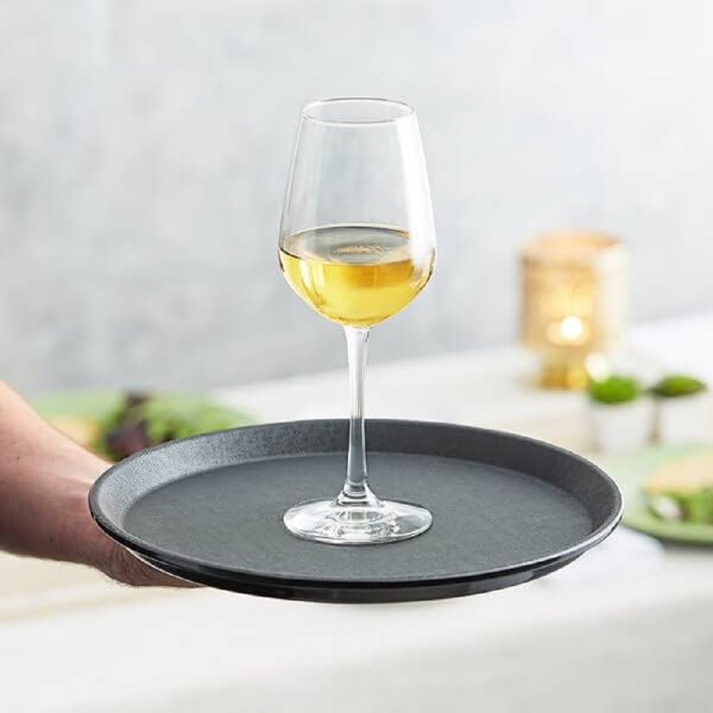 Serving Tray Fiberglass Set of 2- Non Slip Surface Service Trays Round Tray Plastic Food Meals Server Tray for Home Kitchen Restaurant Cafeteria Bar Hotel