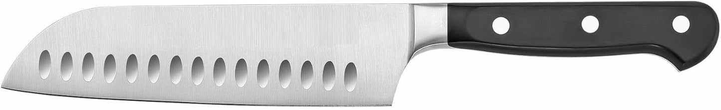 7” Blade Santoku Knife Hollow Ground German Steel with Polypropylene Handle- Razor Sharp Kitchen Chefs Knife for Meat Poultry Cutting Home Kitchen Restaurants