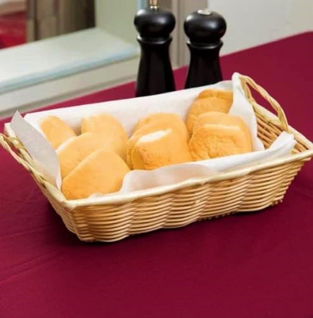 Hand-Woven Bread Basket with Handles Natural Color - Restaurant Woven Food Serving Basket for Fruit Bread Serving Basket Decorative Basket Perfect for Cafe Home Restaurants