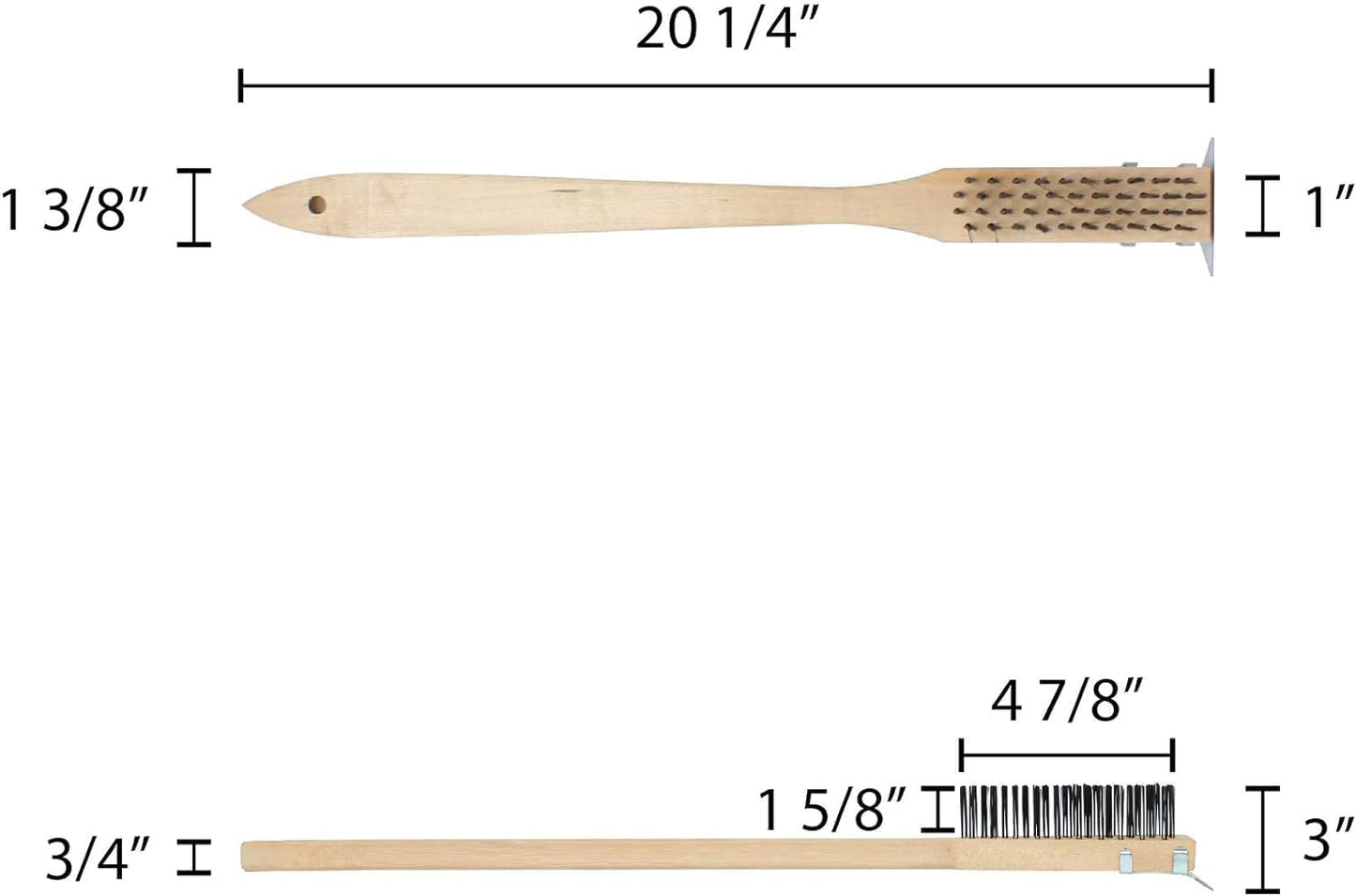 Pizza Oven Brush with Scraper Black Metal Wire Brush with Wooden Handle-Pizza Oven Cleaning Brush for Pizza Stone Grill Brush Outdoor BBQ Cleaning Oven Accessories