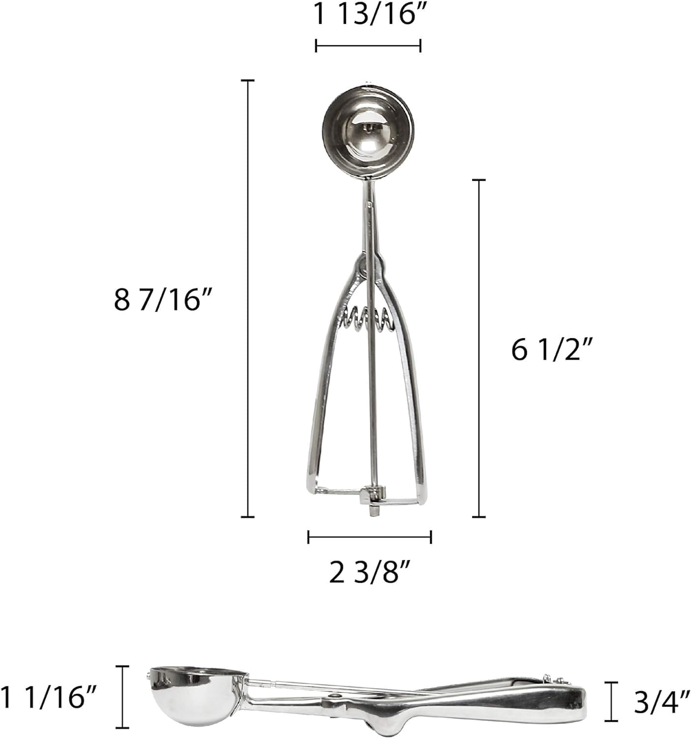Oval Portion Scoop Disher with Twin Grip Handle Stainless Steel- Cookie Scooper for Baking Cookie Scoops For Portion Control Scoop Cookie Dough Cupcake Batter Ice Cream