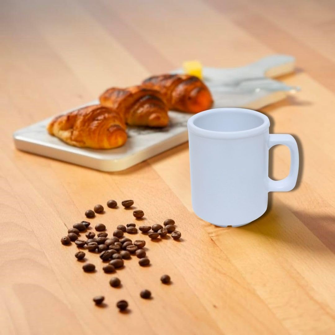 8 oz Mug Melamine Set of 12- Dishwasher Safe Break-Resistant Coffee Cup Set Reusable Plastic Cup for Latte Cappuccino Cocoa Hot Tea Mocha Home Cafe Restaurants