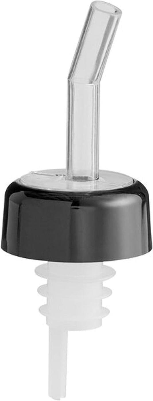 Flow Liquor Pourer with Black Collar Acrylonitrile Set of 12- Liquor Bottle Pourers Shot Dispenser Liquor Bottle Pourers Alcohol Pourers Bar Bartender Accessories