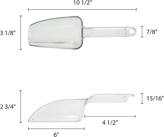 Ice Scoop Clear Polycarbonate-Utility Ice Scooper Dishwasher Safe Kitchen Ice Scooper for Ice Maker Kitchen Scoop for Weddings Bar Ice Bucket Kitchen Popcorn Food Candy Sugar