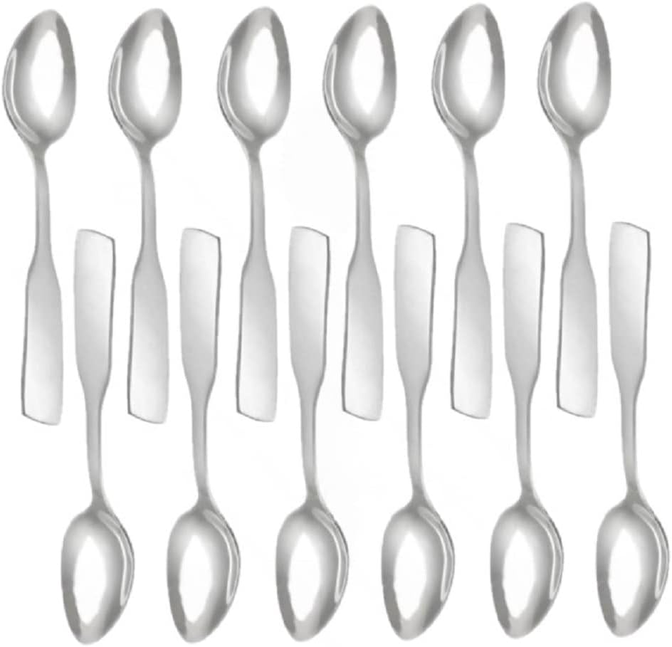 Esquire Stainless Steel Set of 12- Stainless Steel Silverware Flatware Cutlery Kitchen Tableware Set for Home and Restaurant for Soup Spoons Round Spoons