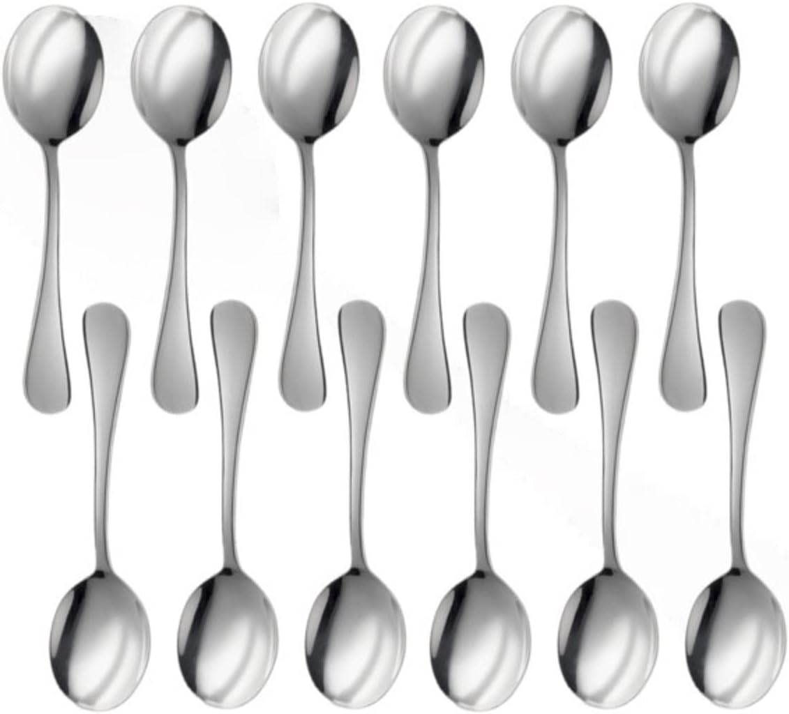 Stainless Steel - Tahoe Silverware Flatware Cutlery Kitchen Tableware Set for Home and Restaurant for Soup Spoons Round Spoons Metal Spoon Cutlery