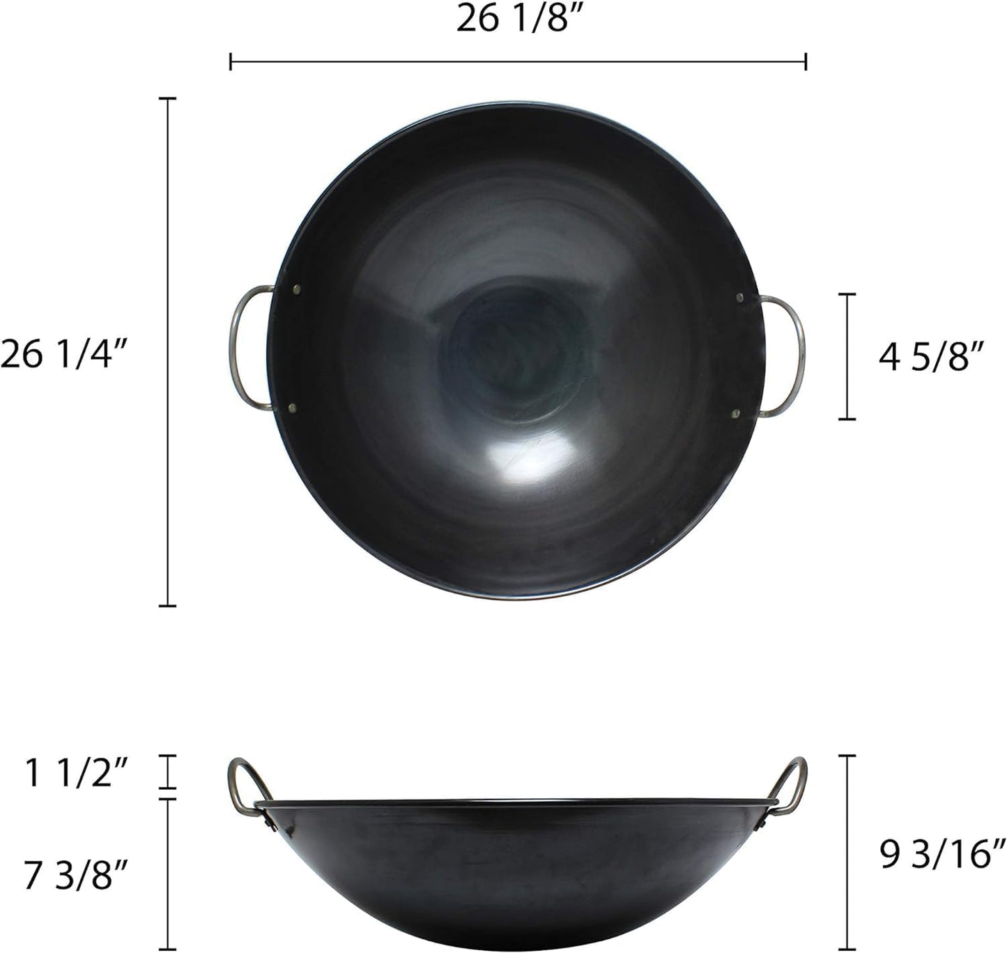 Steel Curved Rim Wok- Stir Fry Pan for Chinese Japanese and Cantonese Cuisine Stir Fry Pans Traditional Woks Grilling Frying Steaming Made in Taiwan