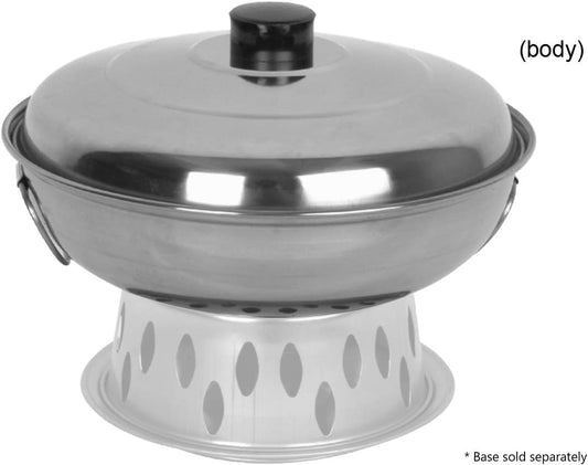 Stainless Steel Round Wok Chafer Body with Lid- Round Chafing Dish Chaffing Servers with Cover Food Warmer for Home Restaurant Parties Buffets