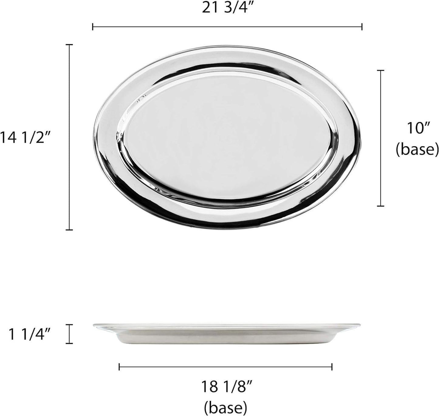 22” Stainless Steel Oval Serving Platter - Heavy Duty Metal Serving Tray Serving Platters for Appetizer Snack Fruit Cake Server Party Food Display Tray Serving Dishes for Entertaining